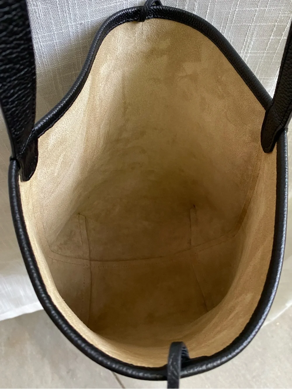 The Row N/S Park Medium Tote in Black Grained Calfskin with Tan Suede Interior